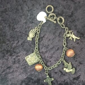 Vintage Bronze Charm Bracelet with Unique Charms
